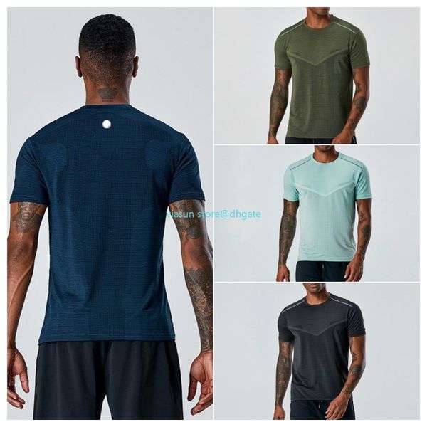

ll men outdoor shirts new fitness gym football soccer mesh back lu sports quick-dry t-shirt skinny male, White;red