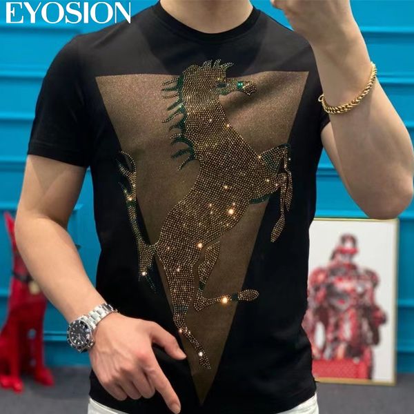 

men's t-shirts mens summer drill merceriz cotton short sleeve t-shirt casual hip hop style designer o-neck pullover tee 230504, White;black