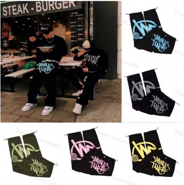 

22ss men's pants minus two cargo harajuku casual loose punk rock straight wide leg trouser streetwear pant retro street trend overalls, Black