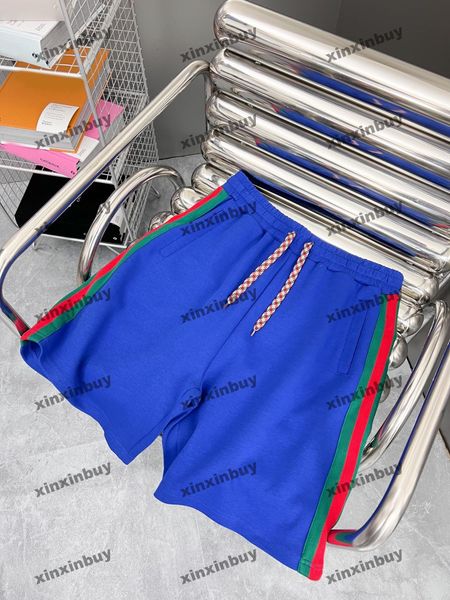 

xinxinbuy men women designer shorts pant cat patch letter jacquard fabric cotton spring summer khaki green blue s-2xl