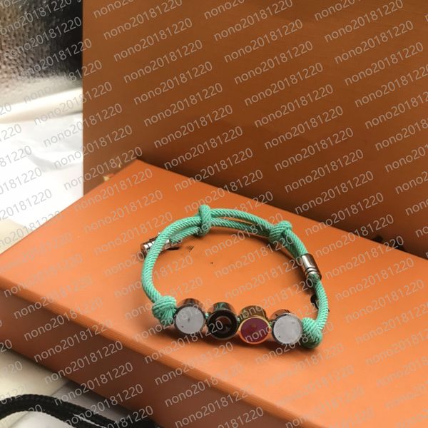 

classic design rope bracelet sports letter combination old flower pink green blue charm for men and women, Golden;silver