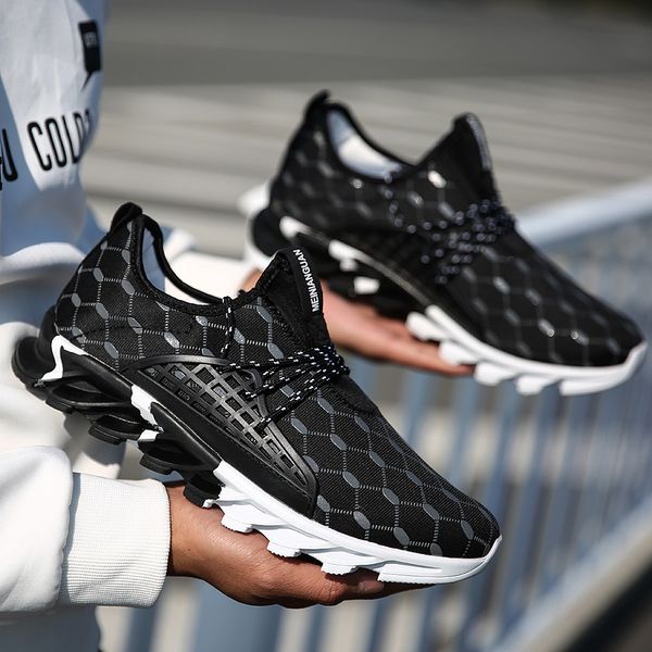 

fashion light soft casual shoes for men breathable vulcanize shoes high sneakers zapatillas de deporte, Black