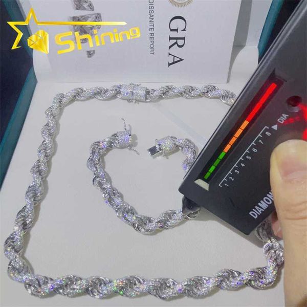 

new designs 10mm rope chain vvs moissnaite iced out hip hop jewelry moissanite cuban bracelet, Silver