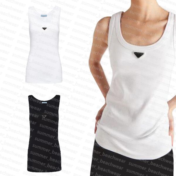 

womens knits tank metal badge tanks summer sport knits t shirt designer yoga, White