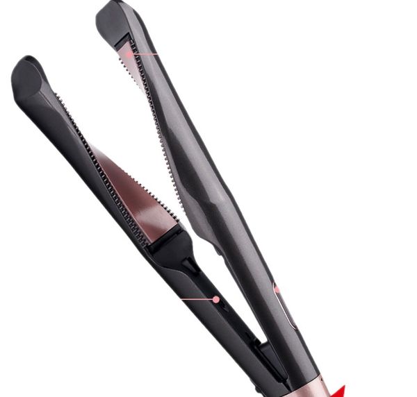 

spiral twist hair straightener rotating beveled curling iron automatic curling wave lcd beauty power thermal temperature control splint, Black