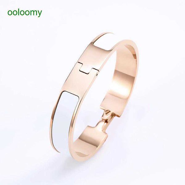 

luxury designer h bracelet for women rose gold jewelry rainbow multi color initial bangle enamel charm fashion wedding party gifts lovers si, Black