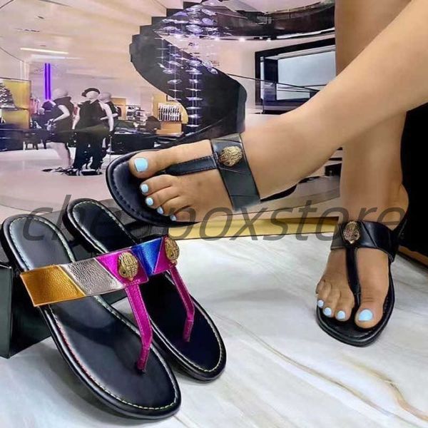 

flip flops slippers women sandals stitching slipper fashion designer slides flat shoes eagle head buckle plus yztr trvt, Black