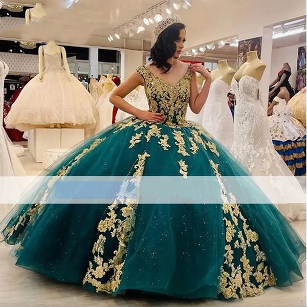 

hunter green princess ball gown quinceanera dresses off shoulder girl sweet 16 dress gold lace vestidos de 15 anos, Blue;red