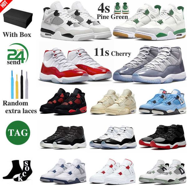 

11 4 basketball shoes with box military black cat 4s sb oreo pine green red thunder seafoam cherry 11s cool greys concord panda space jam me