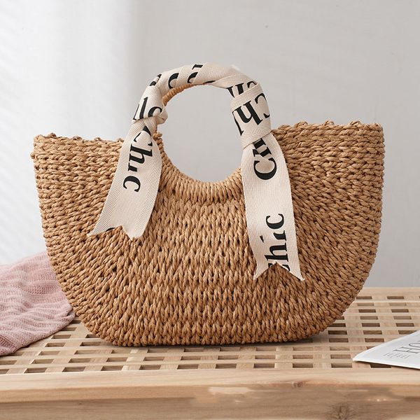 

beach bag letter silk scarf tote straw bag treadmill vacation tote bag moon bag wholesale