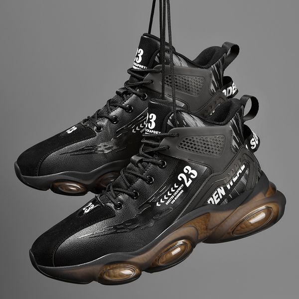 

big size basketball shoes for men spring running shoes men sneakers breathable mesh footwear fashion outdoor sports shoes, Black