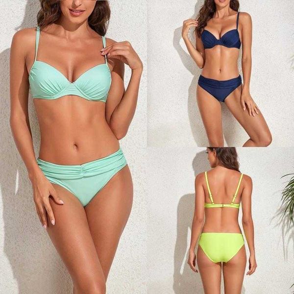 

womens solid color split swimsuit strap bikini backless, White;black