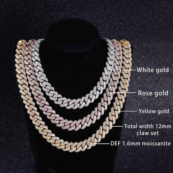 

hip pop style 925 silver moissanite necklaces cuban link chain cuban for men's