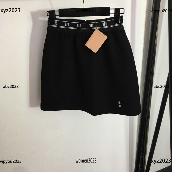 

designer dress for women elastic waist with webbing pleated skirt safety pants lining fashion letter printed skirt new arrivals, Black