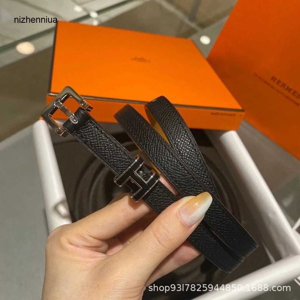 

hermm luxury belt new h family women s belt 1 5cm thin needle button layer cowhide female, Silver