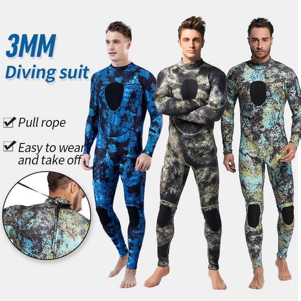 

wetsuits drysuits men's camouflage 3mm neoprene diving suit back zip long sleeves plus size spearfishing men wetsuit for surfing j23050