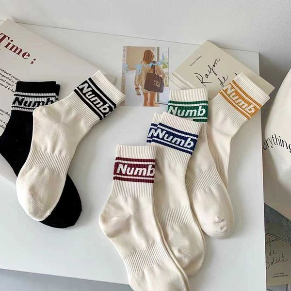 

socks socks men's spring/summer new numb letter black and white medium tube socks street sports socks men's socks wearing trendy s