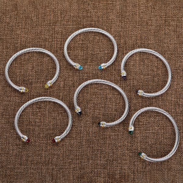 

cable bracelets bangle gold plated bracelet charm designer fashion jewelry classics with amethyst toapz color 5mm women, Black