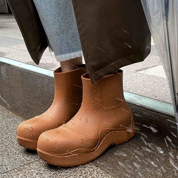 

rain boots lucyever waterproof non slip boot fashion on platform ankle woman thick bottom boots shoes mujer 230504, Black;red