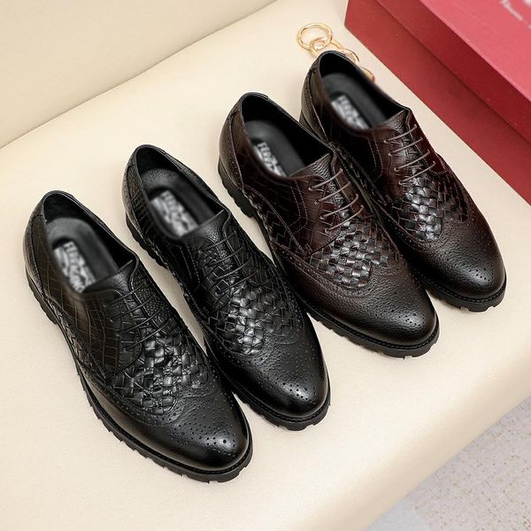 

designer men's black brown business dress shoes fashion shoes uppers calfskin flats