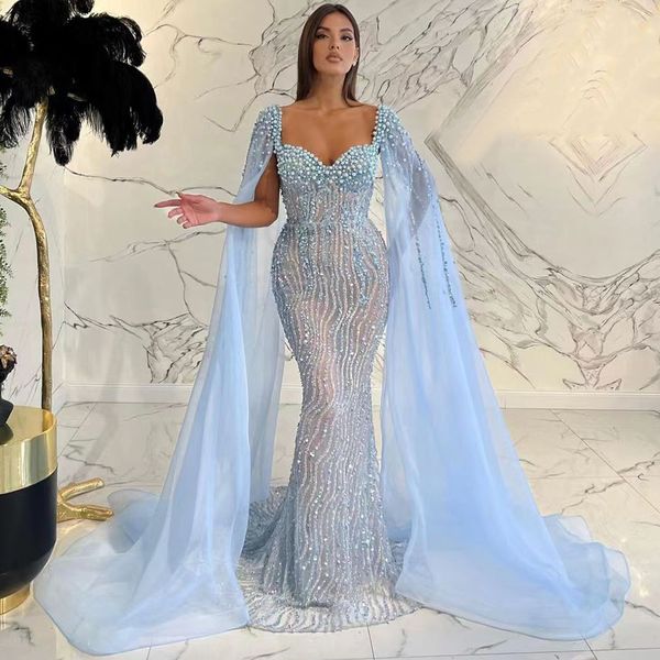 

party dresses serene hill blue arabic luxury beaded mermaid cape sleeves evening gowns 2023 for women wedding la71715 230505, White;black