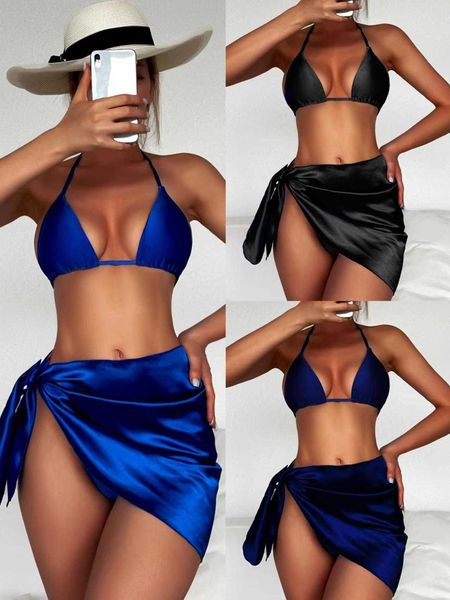 

fabric three piece beach bikini ins selling swimsuit, White;black