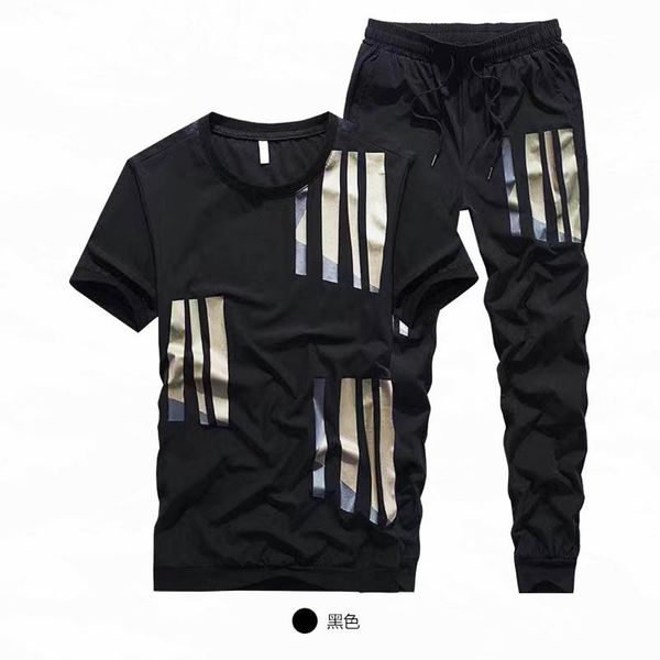 

men s tracksuits 2023 summer ice silk suit male summer youth fashion brand short sleeve t shirt loose pants casual sportswear 230504, Gray
