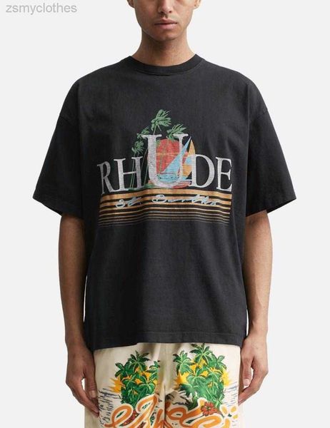 

men's t-shirts 23ss new rhude t-shirt men woman 1 1 t shirt oversized loose letter print t shirt oversized loose tee, White;black