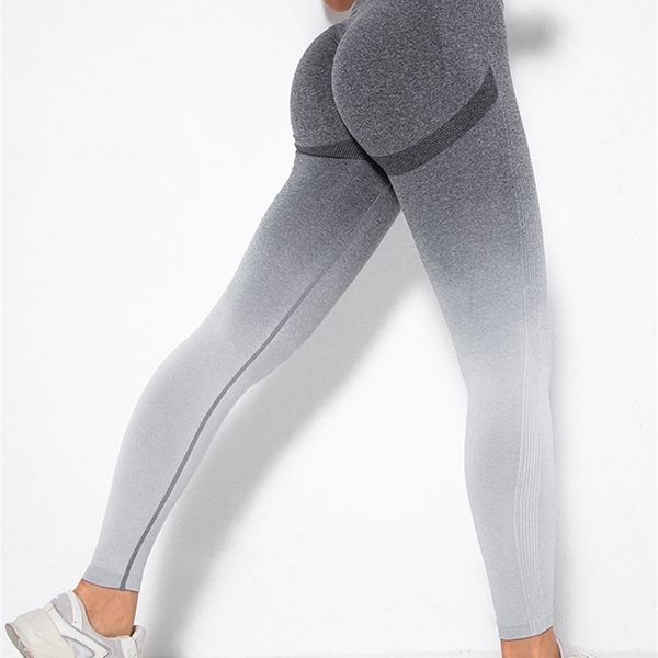

women's leggings women seamless yoga leggings high waist workout fitness leggings gym gradient color push up leggings outdoor sports le, Black