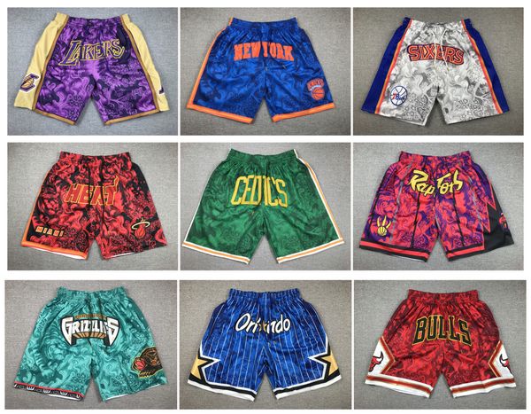 

basketball shorts just don pocket zipper 2023 sweatpants hip pop sport short pant mitchell ness all team stitched training beach breathable, Black