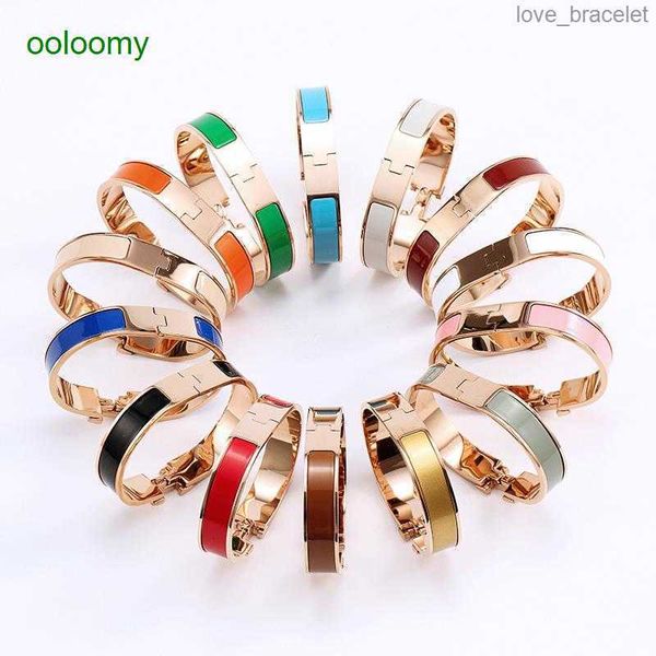 

12mm designer h letter bracelets bangle luxury rose gold buckle enamel womens mens bracelet jewelry size 1719 bracelet birthday christmas cs, Black