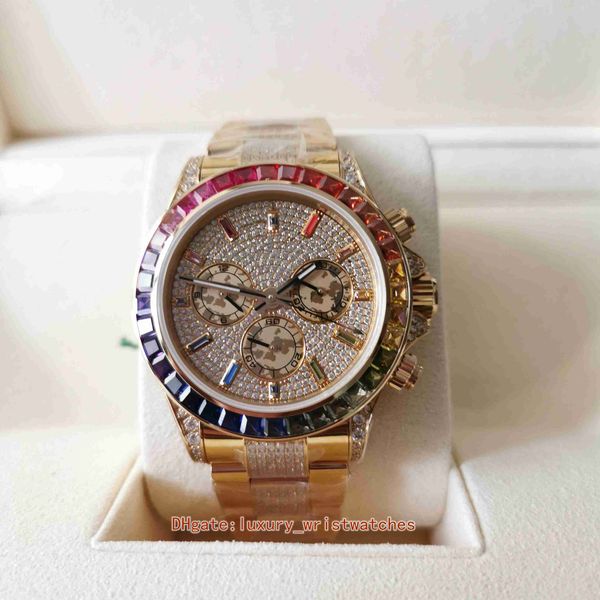 

perfect quality mens watches 116595rbow-0004 116595 40mm cal.4130 movement colored diamonds rose gold chronograph automatic mechanical men w, Slivery;brown