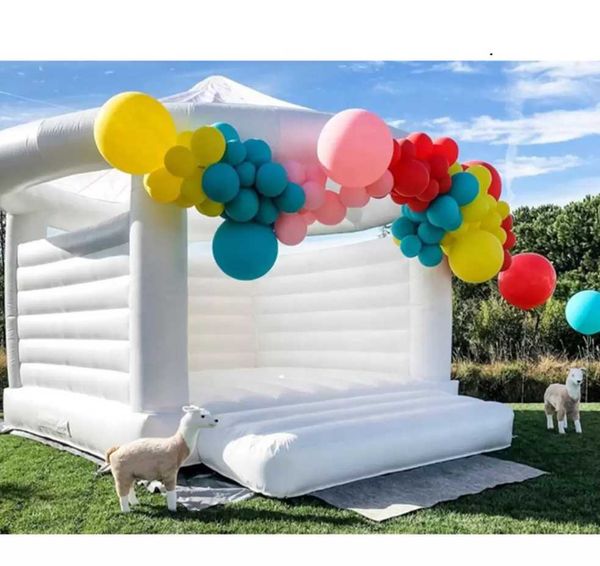 

funny pvc inflatable wedding bounce castle party jumping castles white kids bouncy house