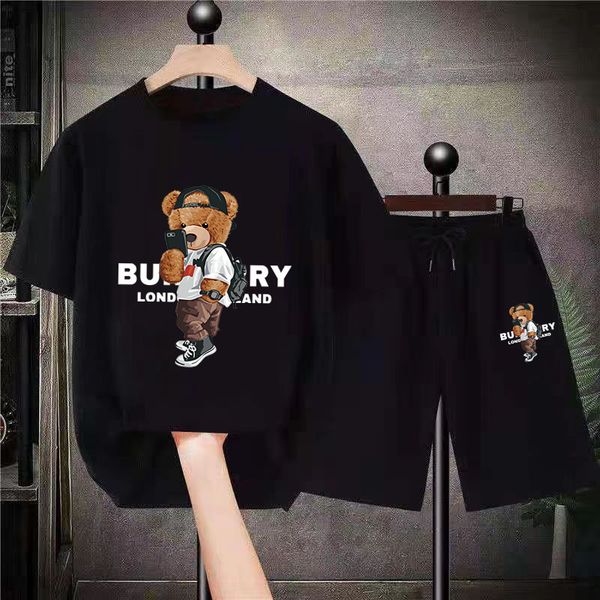 

Men's Tracksuits Limited Korean Cotton Bear T-shirts Shorts Sets Mens Tees Suits Sports 2 Piece Outfit Streetwear Summer Quality Tracksuit 230505, Green