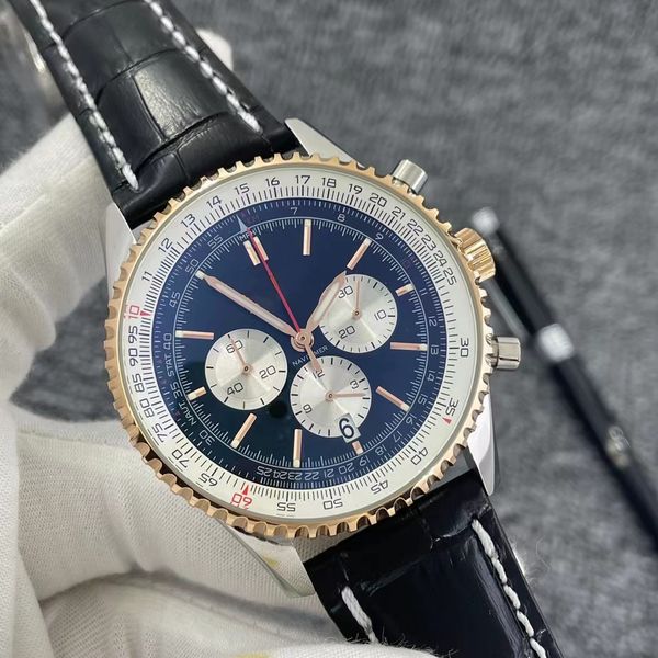 

men's watch watch leather stainless steel bracelet sapphire glass watches mechanical round quartz-battery folding buckle auto date, Slivery;brown