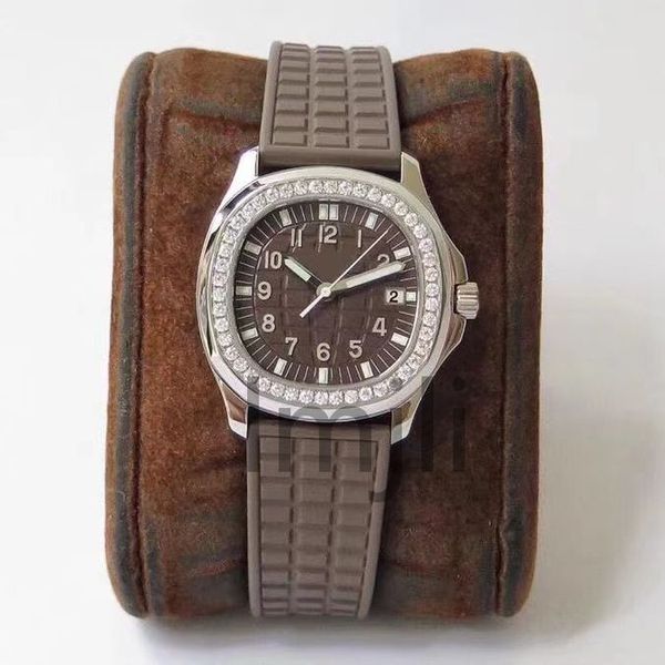 

mens mechanical watch for women rubber diamond watches designer watches automatic calendar 40mm wristwatch fashion classics wristwatch, Slivery;brown