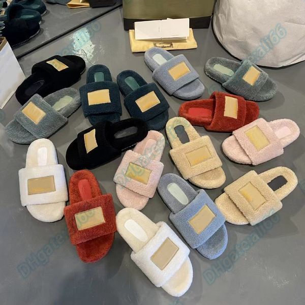 

2023 luxury shoe designer woman fur slide with interlocking g letter man comfort flat slipper with box fast shipping easy to wear sandal, Black