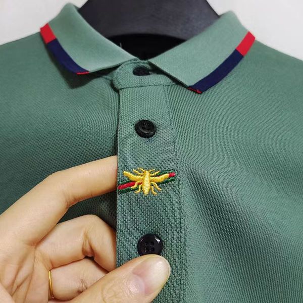 

man polos t shirts summer shorts tee designer shirt tees shirt with embroidery bees neck striped polo m-4xl, White;black