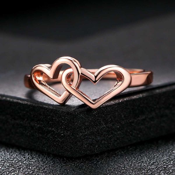 

band rings heart to heart romantic rings rose gold color/silver color fashion engagement jewelry for women lovers wholesale
