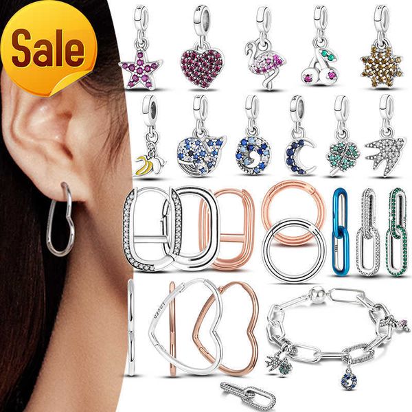 

925 sterling silver dangle charm women silver earring with charms for original millie gift bead fit pandora charms bracelet diy jewelry acce, Black