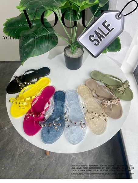 

summer sexys slippers pure color girls rivets small fragrant bow crystal jelly style flip-flop beach shoes women, Black