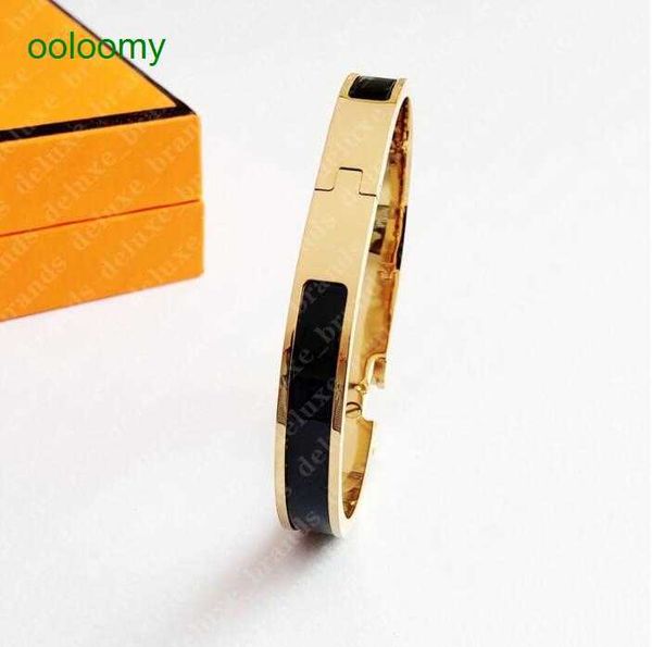 

2023lassic h bracelet designer 8mm gold bangle luxury brand enamel bracelet for men women birthday mother' day jewelry holiday gifts ix, Black