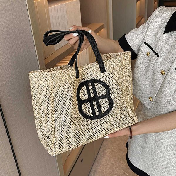

2023 handbag xiaozhong ins beach women's summer fashion high capacity woven korean versatile casual tote bag