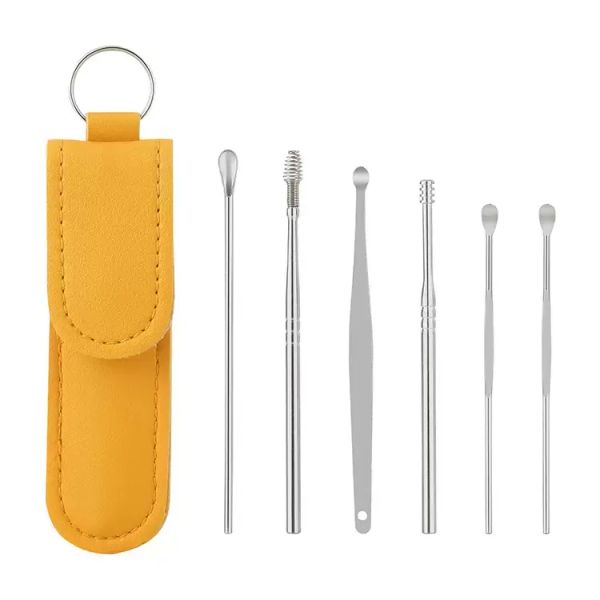 

6pcs/set ear cleaner wax pickers earpick wax remover curette ear pick cleaner kit spoon care ear clean tool