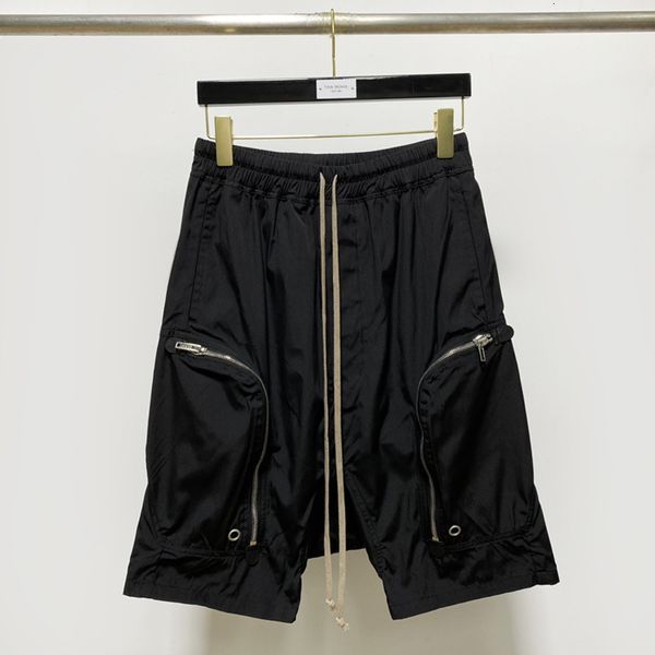 

men s shorts high street rick pants men trousers knee length cotton solid for women owens techwear clothing 230504, White;black