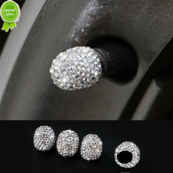 

new 4 pcs luxury car tire valve caps diamond shining dust-proof wheel valve cover car decor car bling accessories for girls