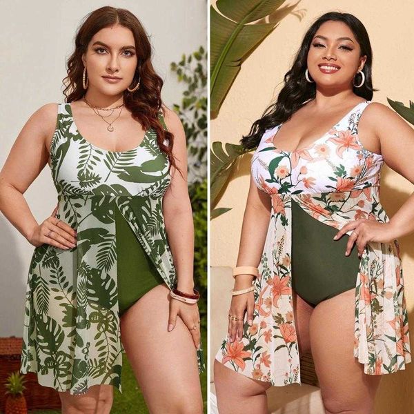 

plus sized size swimwear ladies conservative one piece split skirt fat woman swimsuit, White;black