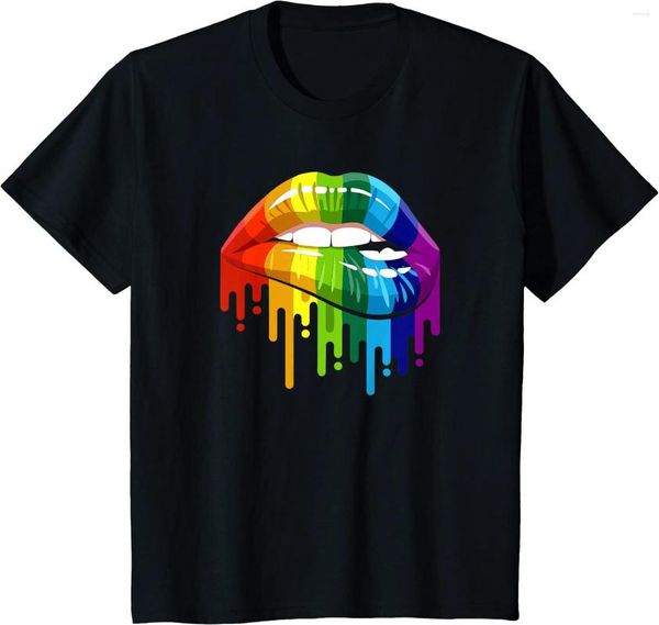 

t men's shirts lgbtq rainbow lip gay pride t-shirt, White;black