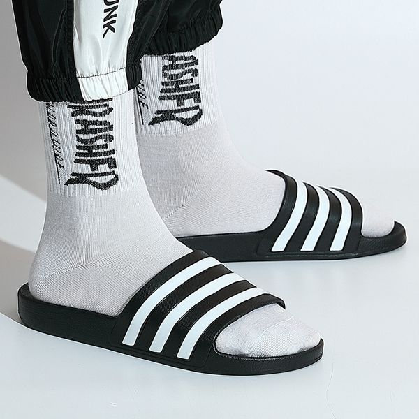 

slippers summer mens slippers casual striped beach flip flops male female designer shoes indoor couple bathroom sliders 230505, Black