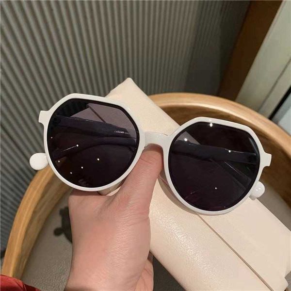 

new small fragrance net red for women large frame plain sunglasses fashion premium sunglasses, White;black